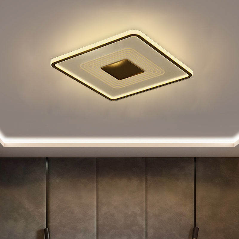 Luz empotrada LED cuadrada/rectangular de acrílico moderna para sala de estar de 16"/35,5" de largo, en dorado, luz blanca/cálida