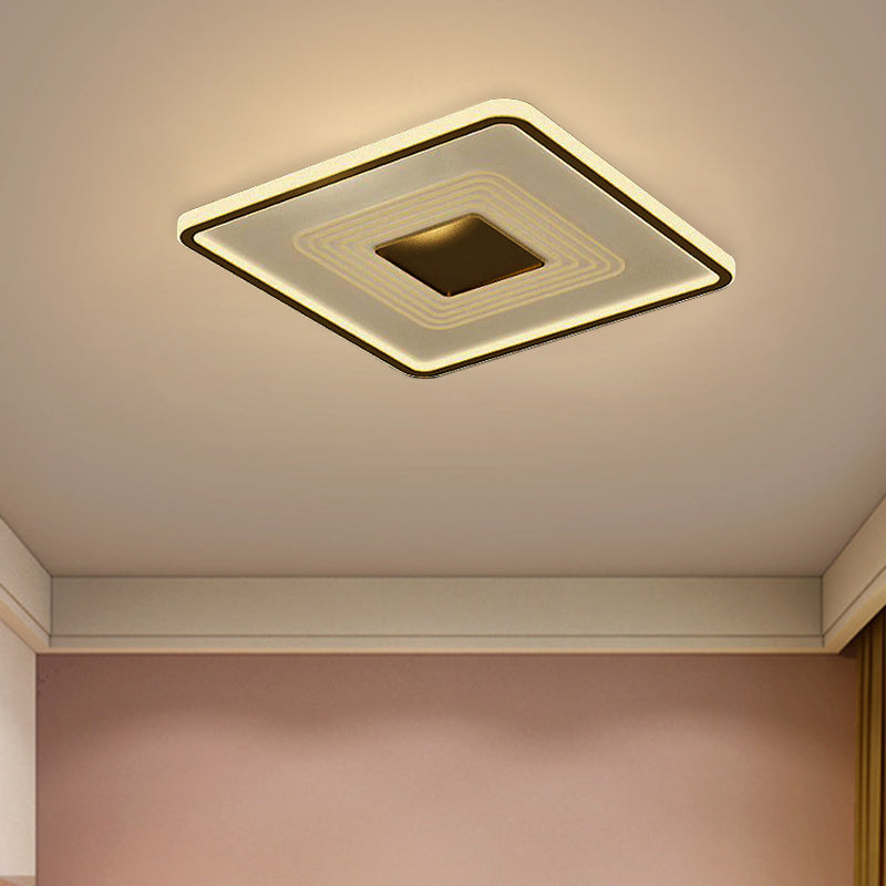 Lampada da incasso a LED moderna in acrilico da 16"/35,5" L quadrata/rettangolare per soggiorno in oro, bianco/luce calda