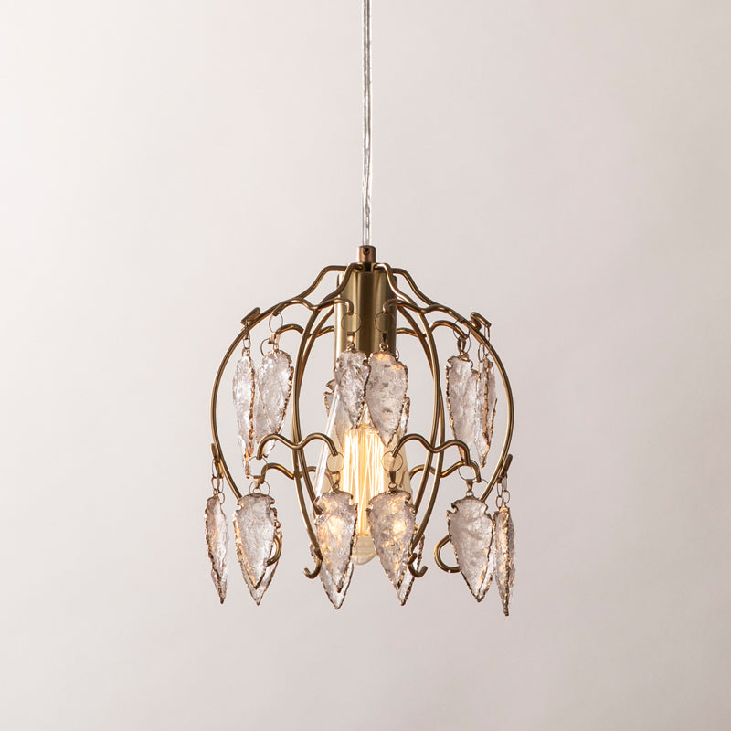 Crystal Flowerbud Pendule Light Vintage Single Bedside Suspension Pendentif en laiton antiquité