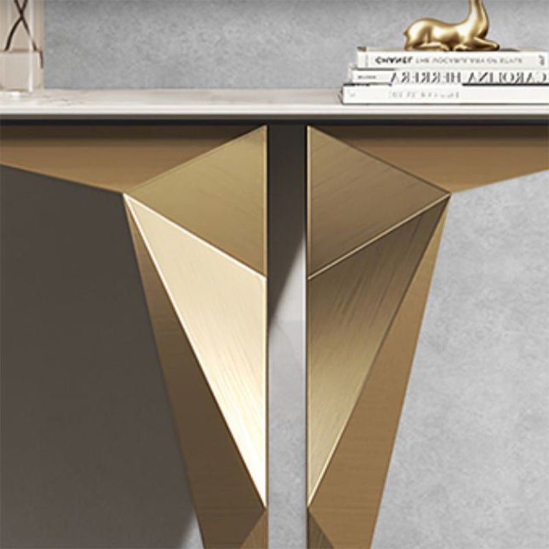 Glam Half Moon Sofa Console Table with Stainless Steel Bracket for Hall