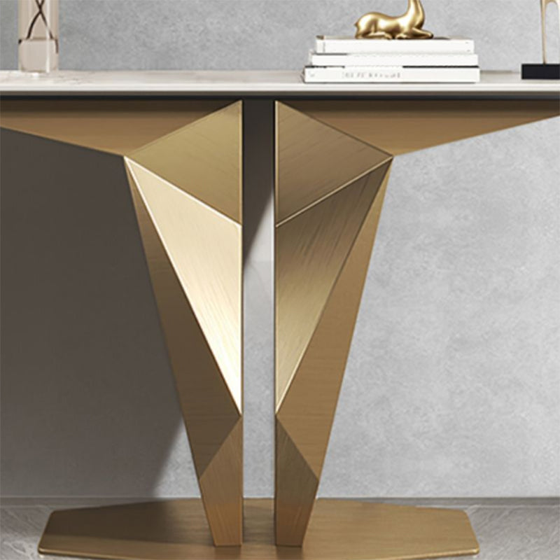 Glam Half Moon Sofa Console Table with Stainless Steel Bracket for Hall