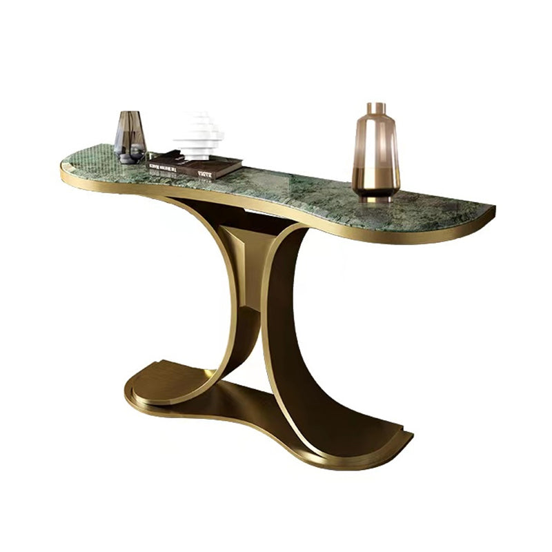 Glam Free Form Sofa Console Table with Stainless Steel Bracket for Hall