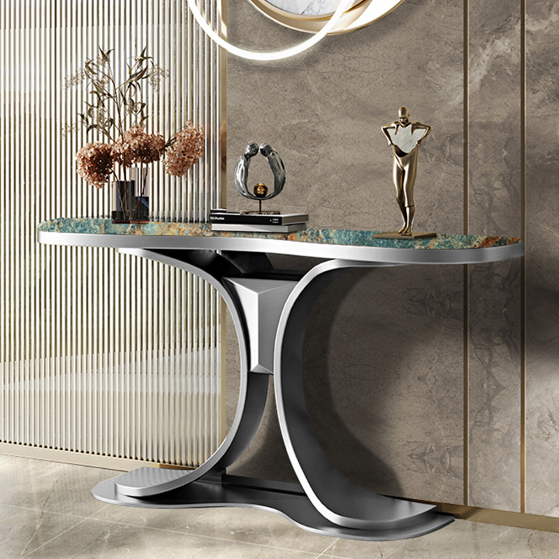 Glam Free Form Sofa Console Table with Stainless Steel Bracket for Hall