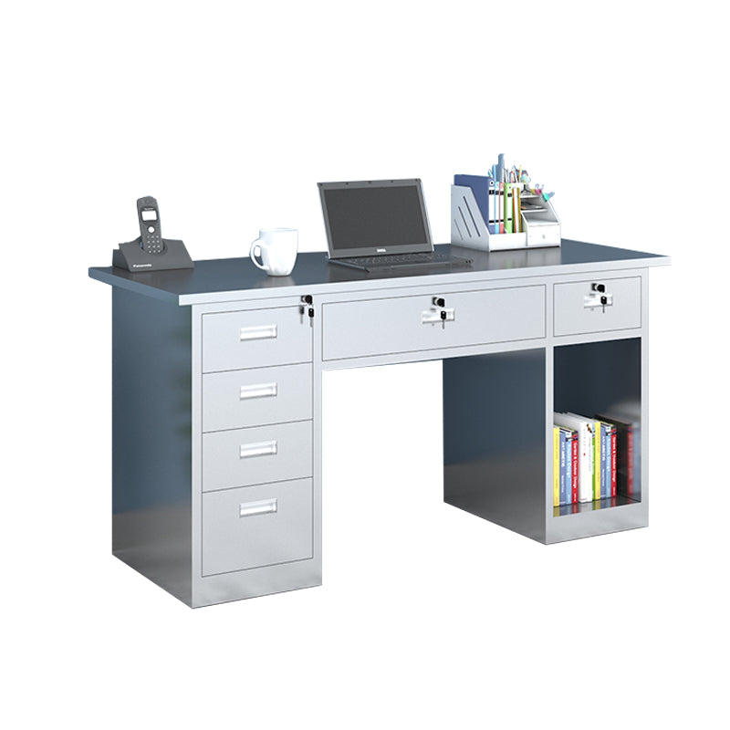 Rectangular Shaped Office Writing Desk Stainless Steel with 2/3/5/7 Drawers