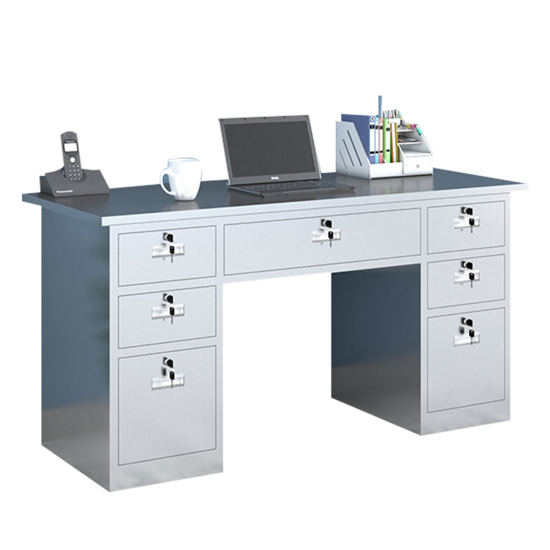 Rectangular Shaped Office Writing Desk Stainless Steel with 2/3/5/7 Drawers