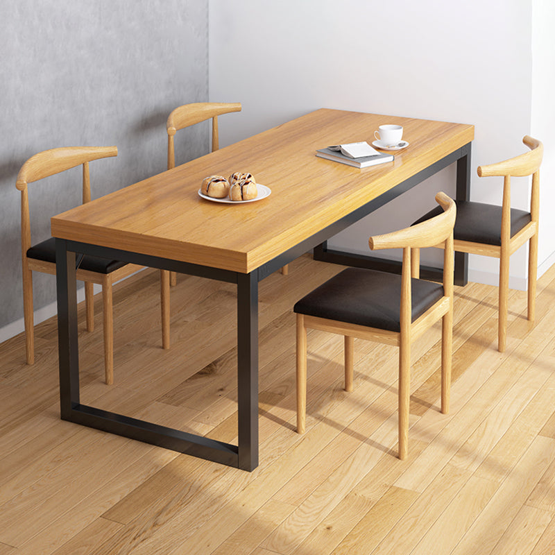 Modern Rectangular Dining Table Wooden Tabletop Sled Base for Living Room