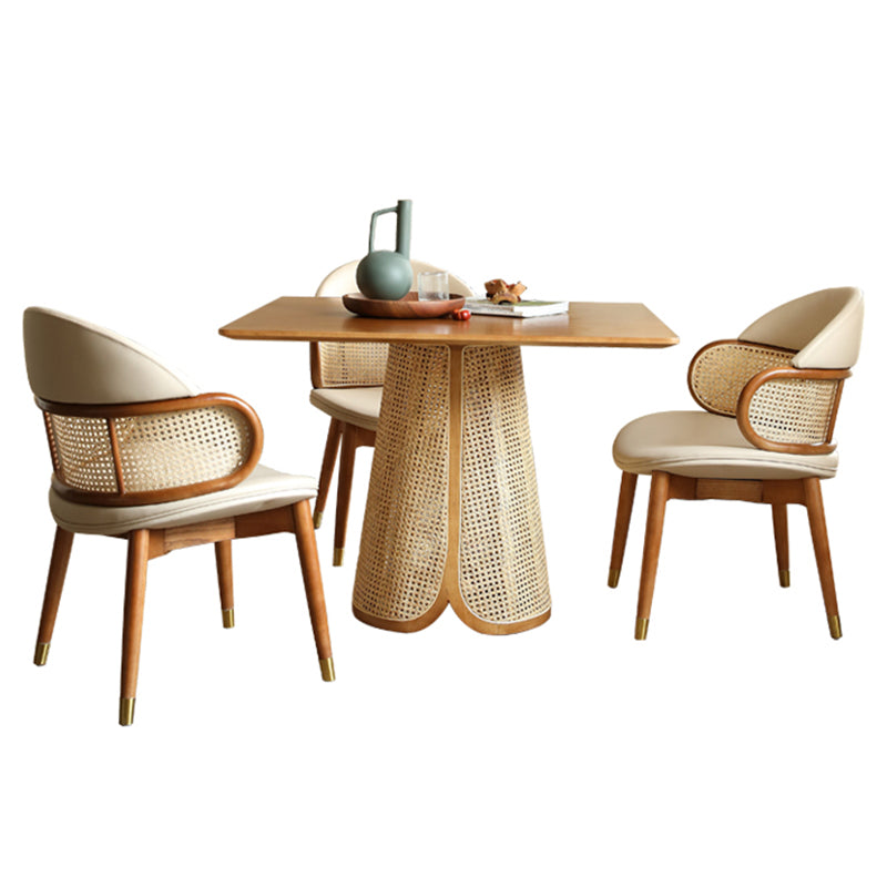 Contemporary Wooden Top Square Shape Dining Table Set  for Home