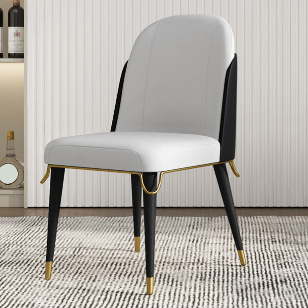 Glam Style Standard Back Upholstered Wooden Base Dining Side Chair for Home