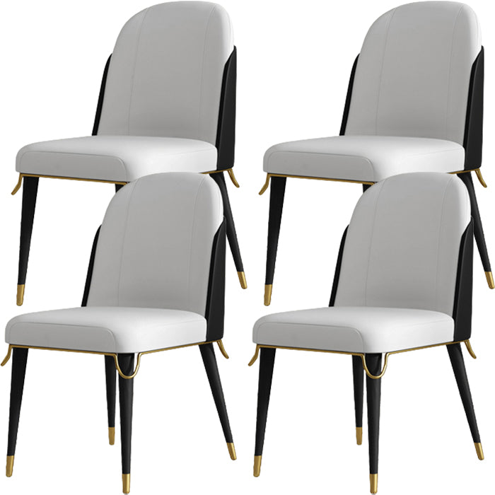 Glam Style Standard Back Upholstered Wooden Base Dining Side Chair for Home