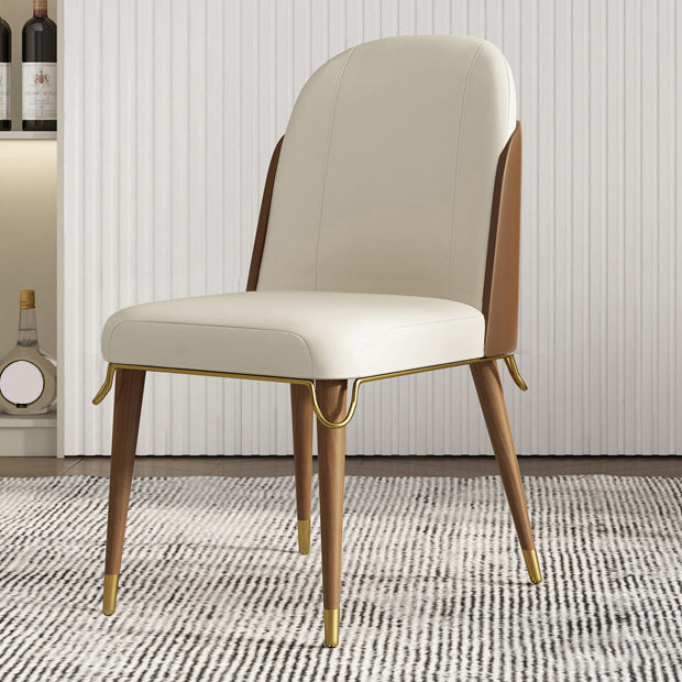 Glam Style Standard Back Upholstered Wooden Base Dining Side Chair for Home