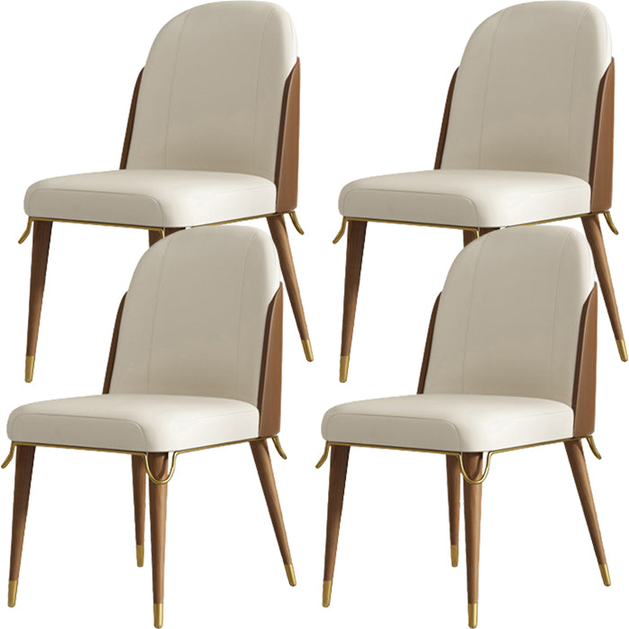 Glam Style Standard Back Upholstered Wooden Base Dining Side Chair for Home