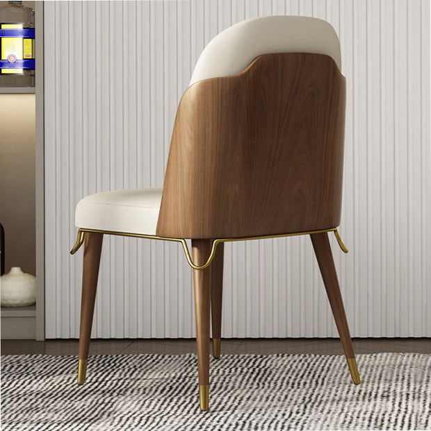 Glam Style Standard Back Upholstered Wooden Base Dining Side Chair for Home