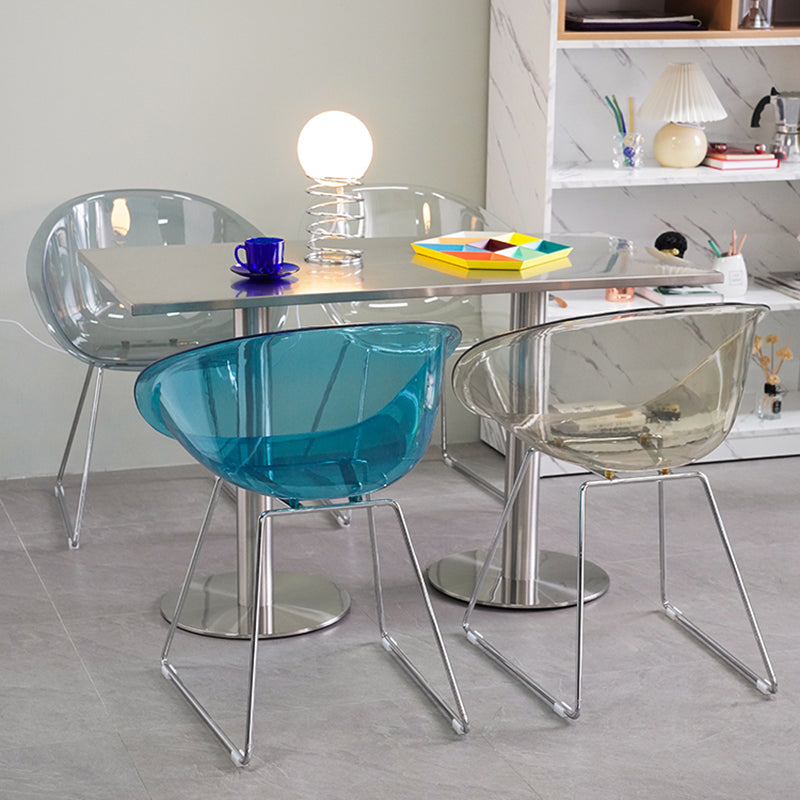 Contemporary Style Plastic Low Back Dining Chairs for Home Use