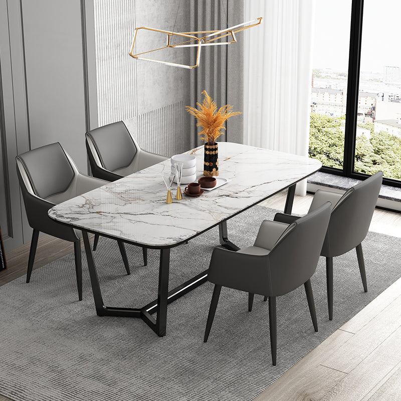 Contemporary Style Upholstered Metal Base Dining Chair for Living Room