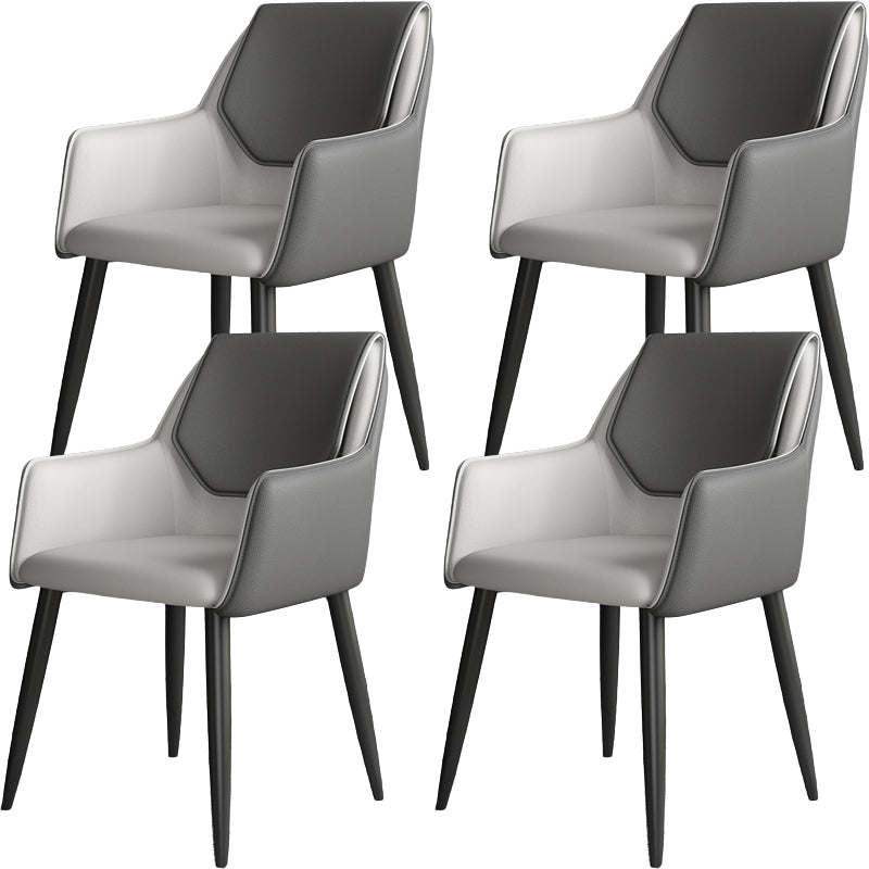 Contemporary Style Upholstered Metal Base Dining Chair for Living Room