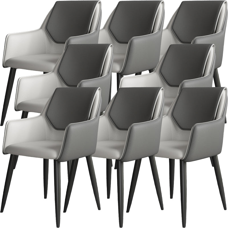 Contemporary Style Upholstered Metal Base Dining Chair for Living Room