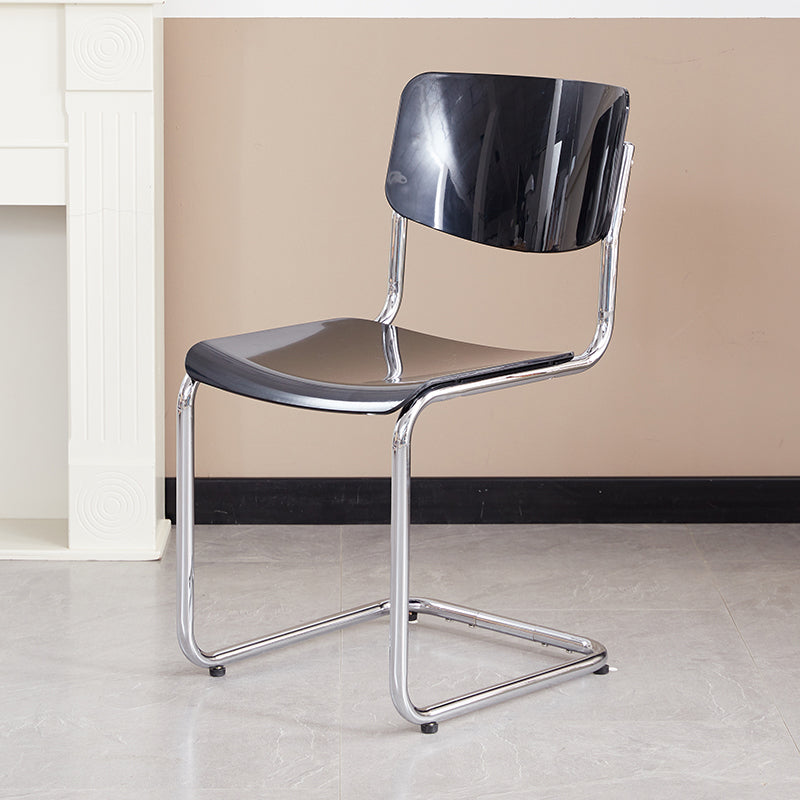 Modern Dining Room Open Back Silver Leg Armless Dining Chair