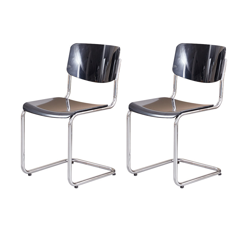 Modern Dining Room Open Back Silver Leg Armless Dining Chair