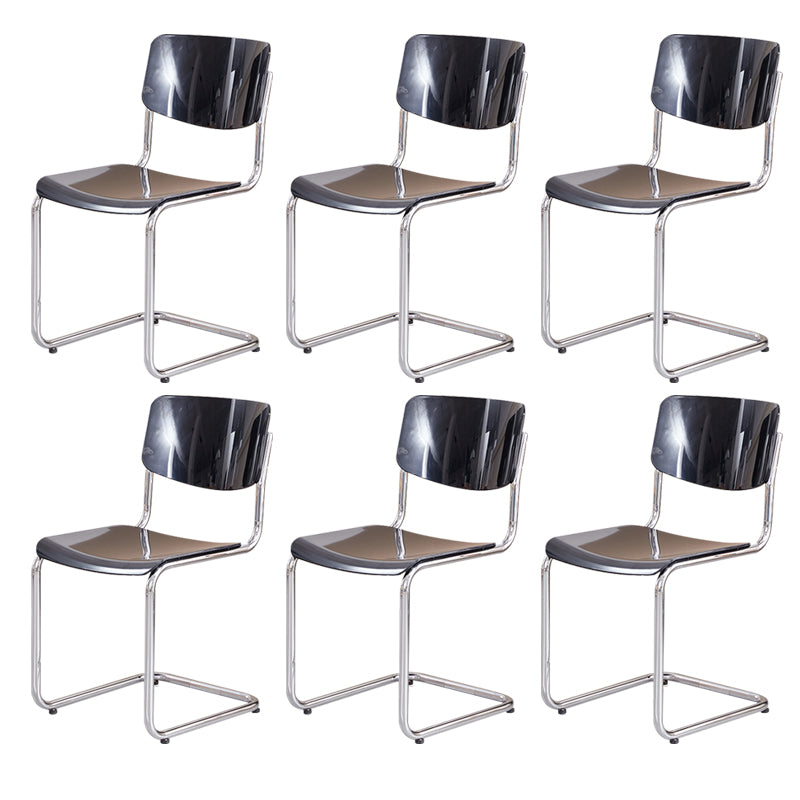 Modern Dining Room Open Back Silver Leg Armless Dining Chair