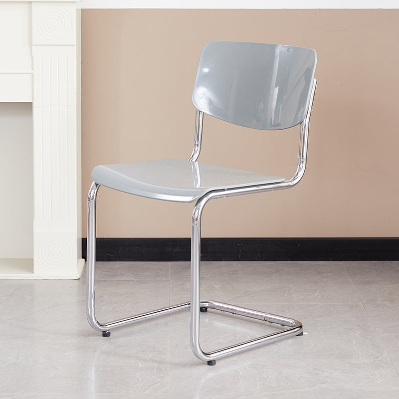 Modern Dining Room Open Back Silver Leg Armless Dining Chair