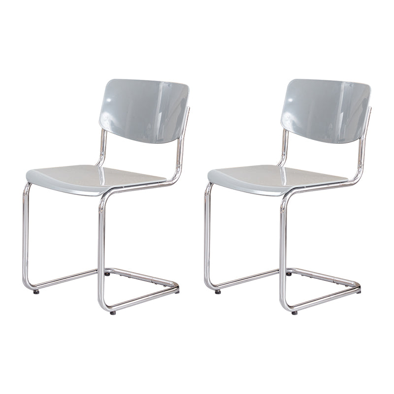 Modern Dining Room Open Back Silver Leg Armless Dining Chair