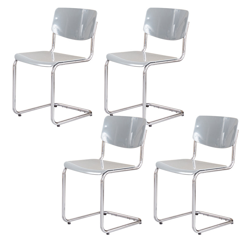 Modern Dining Room Open Back Silver Leg Armless Dining Chair