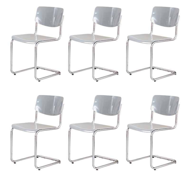 Modern Dining Room Open Back Silver Leg Armless Dining Chair