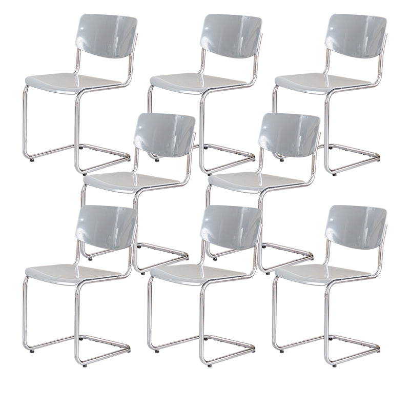 Modern Dining Room Open Back Silver Leg Armless Dining Chair