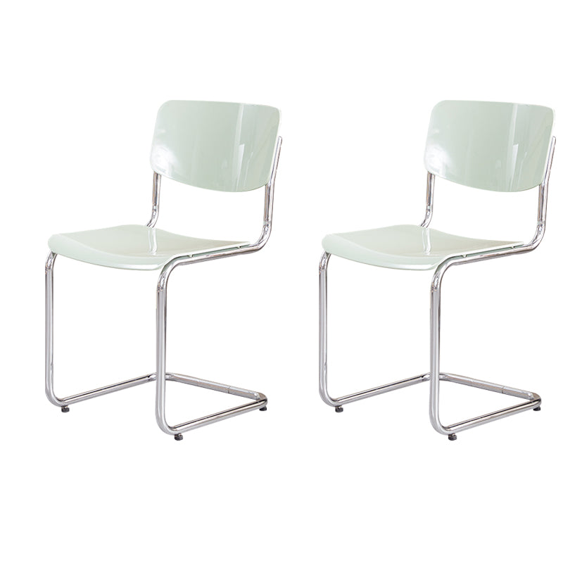 Modern Dining Room Open Back Silver Leg Armless Dining Chair