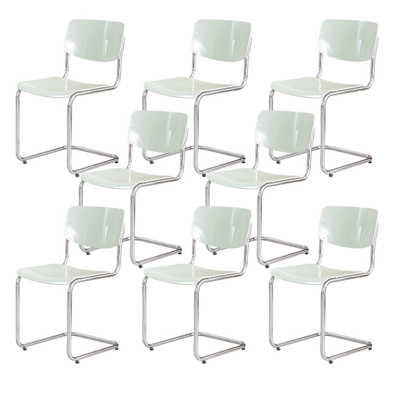 Modern Dining Room Open Back Silver Leg Armless Dining Chair