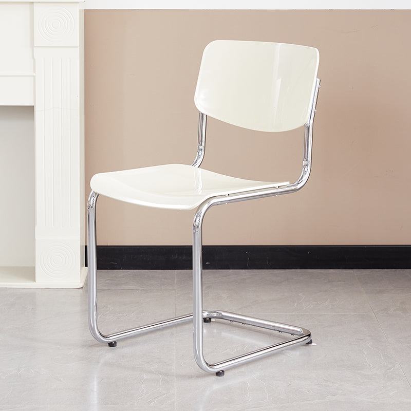 Modern Dining Room Open Back Silver Leg Armless Dining Chair