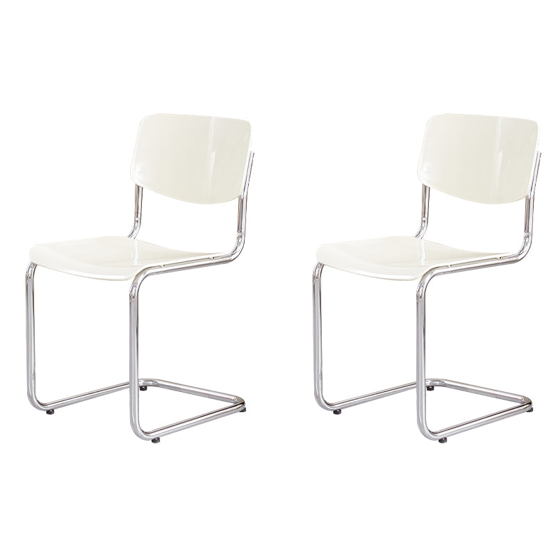 Modern Dining Room Open Back Silver Leg Armless Dining Chair