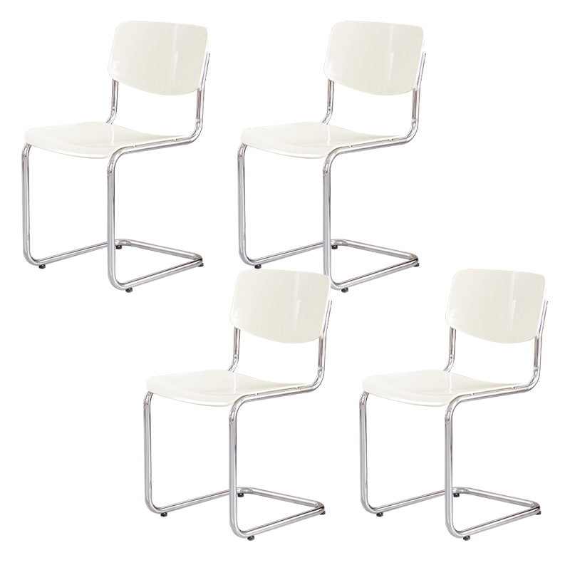 Modern Dining Room Open Back Silver Leg Armless Dining Chair