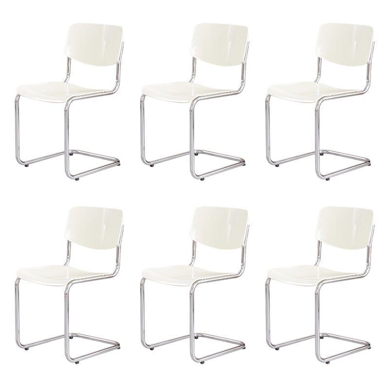 Modern Dining Room Open Back Silver Leg Armless Dining Chair