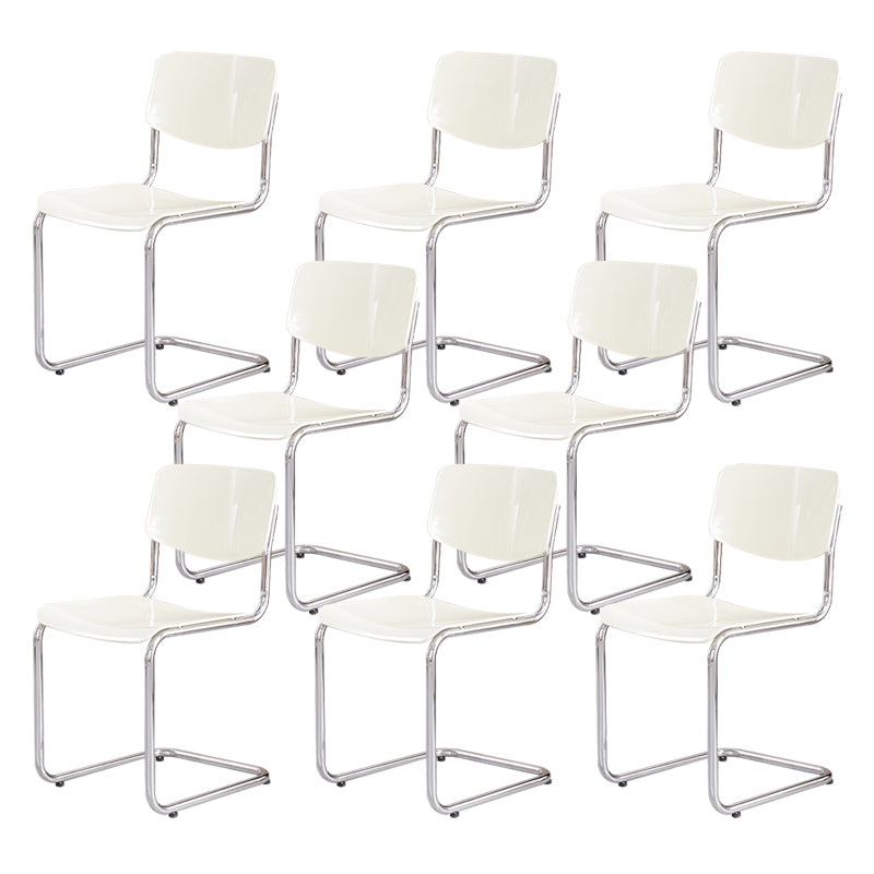 Modern Dining Room Open Back Silver Leg Armless Dining Chair