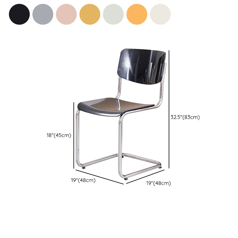 Modern Dining Room Open Back Silver Leg Armless Dining Chair