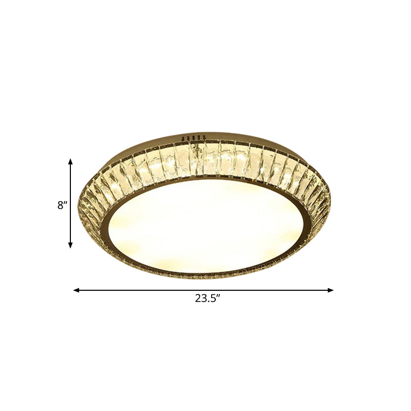 Beveled Inlaid Crystal Round Flushmount Minimalist Living Room 23.5"/31.5" Dia LED Flush Mount Ceiling Light in Chrome