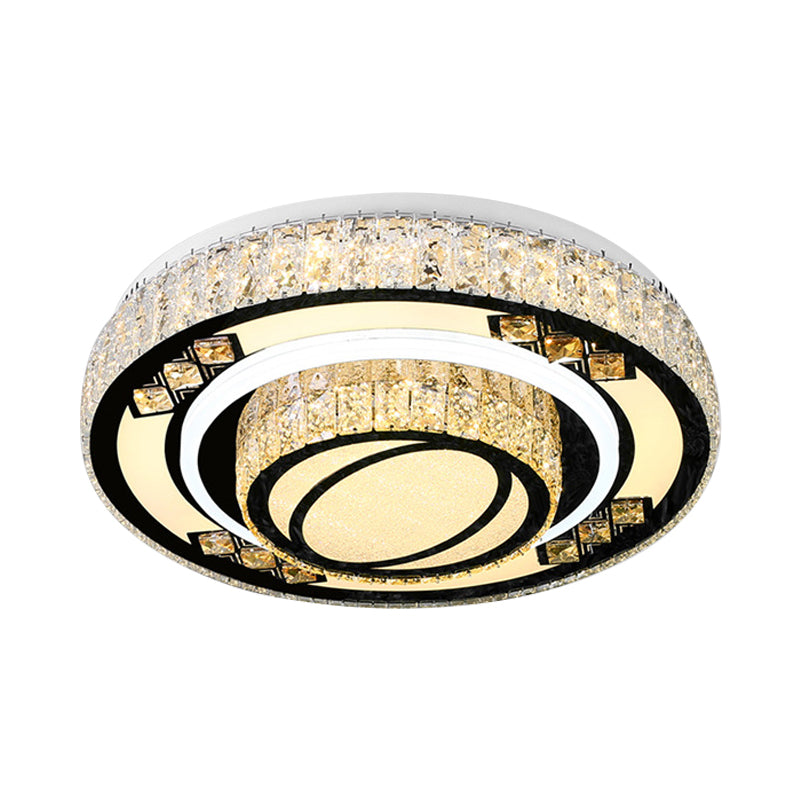 Tiered Round Bedroom Ceiling Flush Modern Crystal Chrome Finish LED Flush Mount Lighting