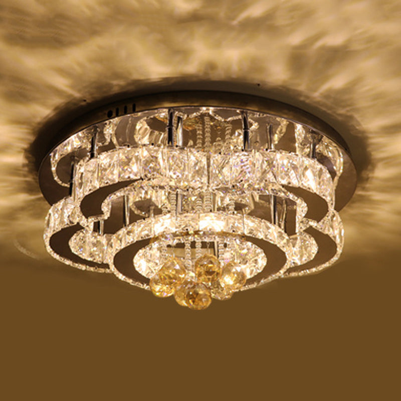 Crystal Chrome Affiolo a scarpone lampada a filo a 2 livelli/cerchio modernista LED a filo illuminazione a montaggio