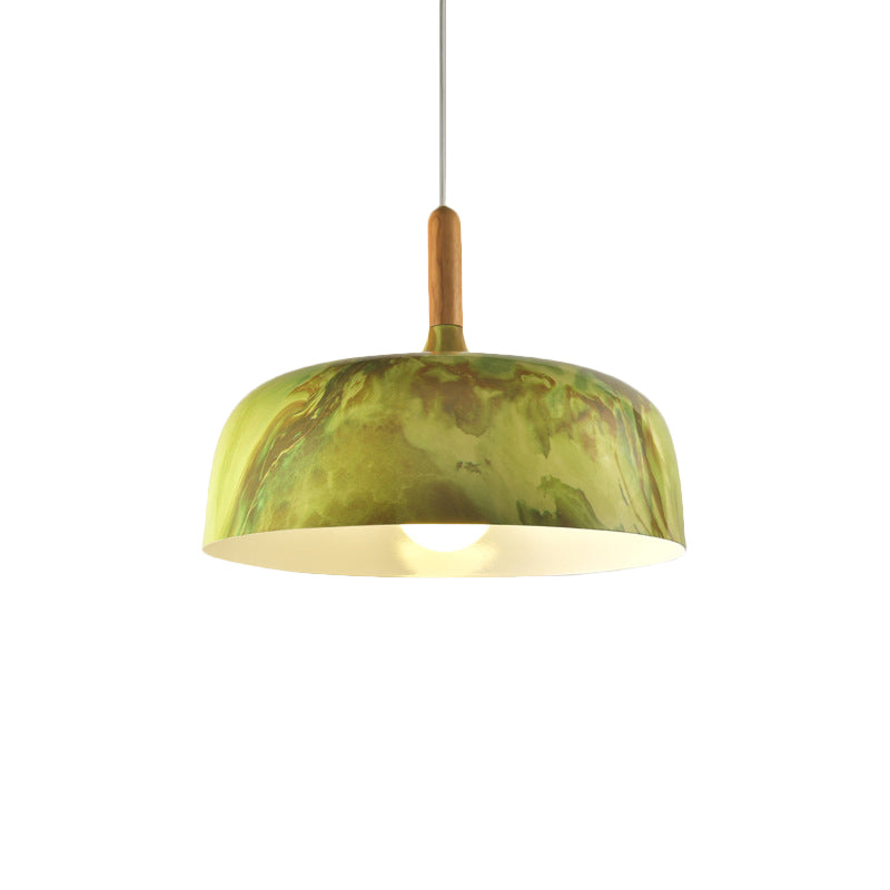 Bowl Aluminum Suspension Lamp Farmhouse 1 Head Bedroom Hanging Ceiling Light in White/Green/Red Brown