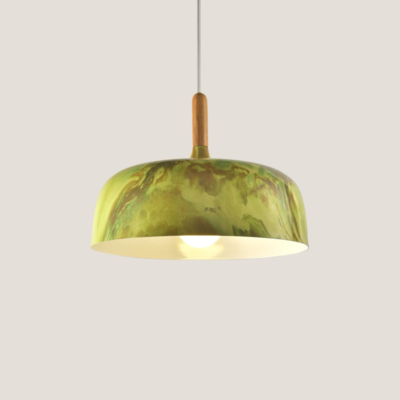 Bowl Aluminum Suspension Lamp Farmhouse 1 Head Bedroom Hanging Ceiling Light in White/Green/Red Brown