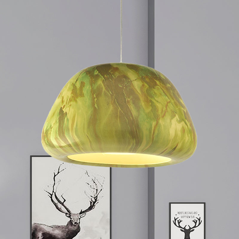 Kom woonkamer plafond hang armatuur vintage aluminium 1 lichtgroen/rood bruin/koffiedruppel hanger