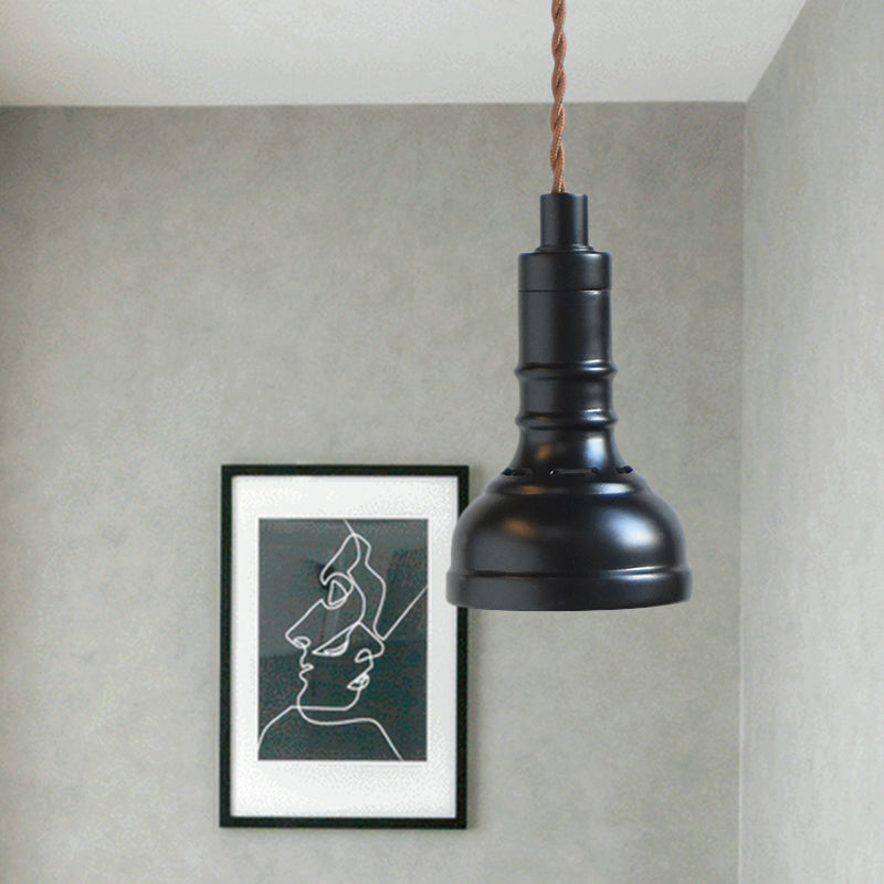 Iron Black Suspension Pendant Light Torchlight 1 Bulb Industrial Hanging Lamp Kit