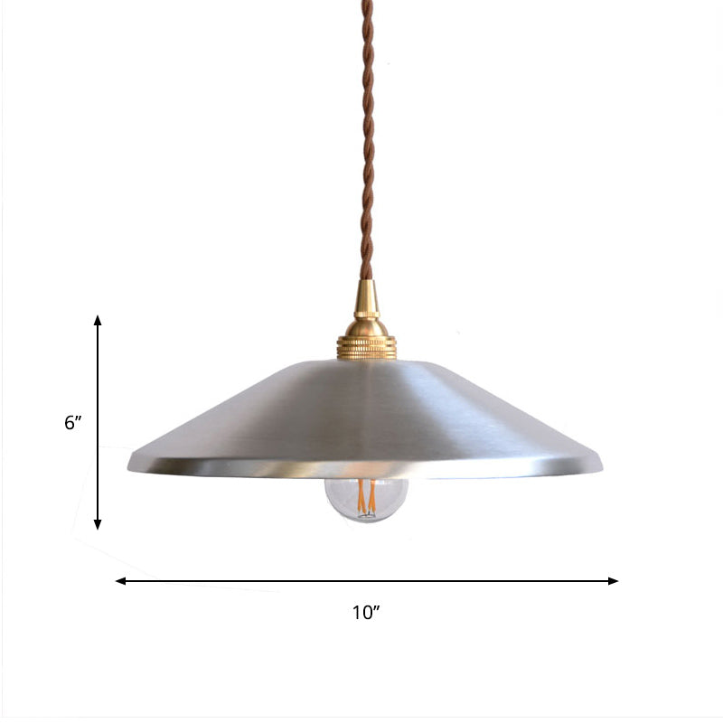 Silver Saucer Pendant Lighting Warehouse Metal 1-Light Garage Ceiling Suspension Lamp