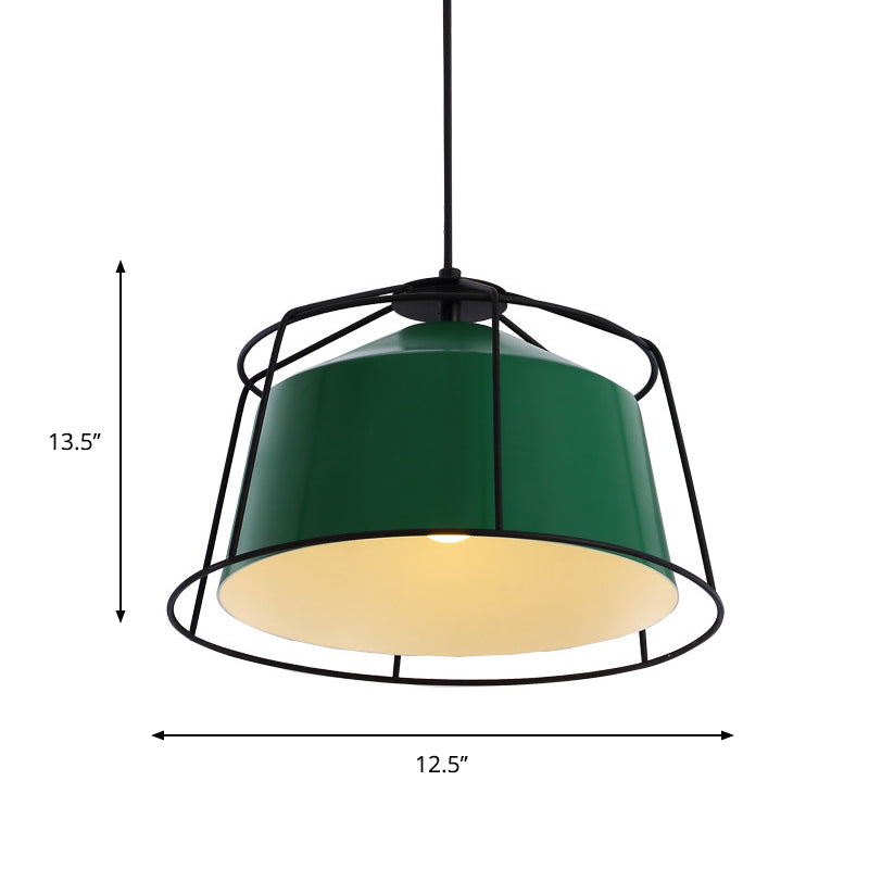 Green Barn Pendant Light Alumture Loft Aluminium 1 Light Living Room Down Lighting avec Cage Guard