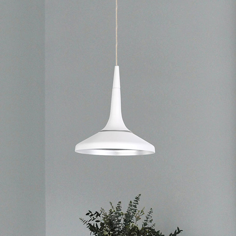 White Funnel Suspension Pendant Nordic Aluminum 1 Bulb Dining Room Hanging Light Fixture