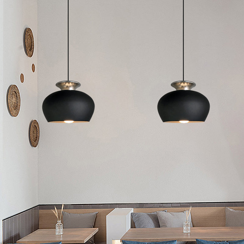 1 Bulb Pendant Lighting Freeture Tavolo da pranzo Nordico appeso Light con tonalità di alluminio invertita in nero/grigio/bianco