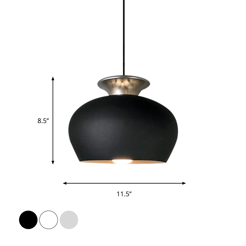 1 Bulb Pendant Lighting Fixture Nordic Dining Table Hanging Light with Inverted Cup Aluminum Shade in Black/Grey/White