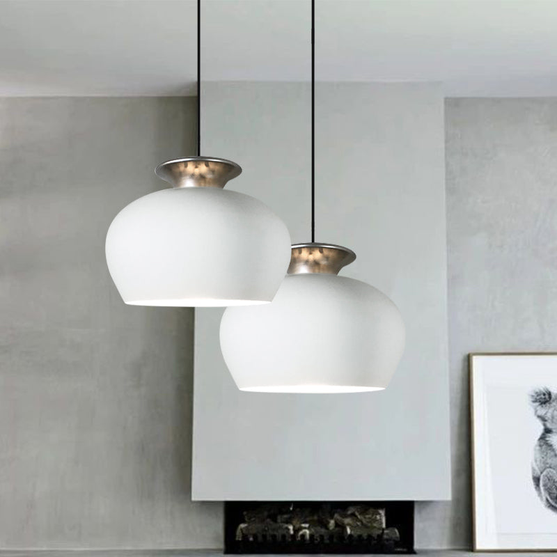 1 Bulb Pendant Lighting Fixture Nordic Dining Table Hanging Light with Inverted Cup Aluminum Shade in Black/Grey/White