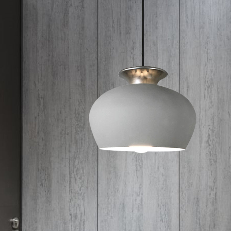 1 Bulb Pendant Lighting Fixture Nordic Dining Table Hanging Light with Inverted Cup Aluminum Shade in Black/Grey/White